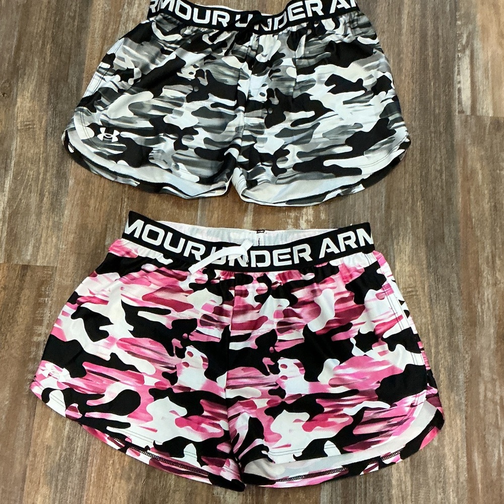 Under Armour Kids Camo Shorts - Black, White, Pink
